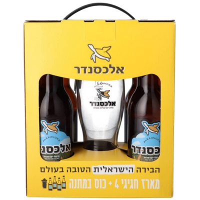אלכסנדר מארז 4 יח' בירה + כוס במתנה